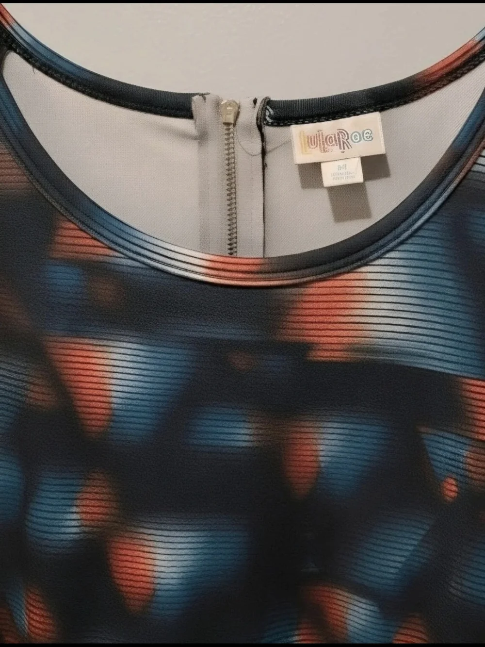 LuLaRoe Girls Short Sleeve Dress in Black with Blue and Red Print